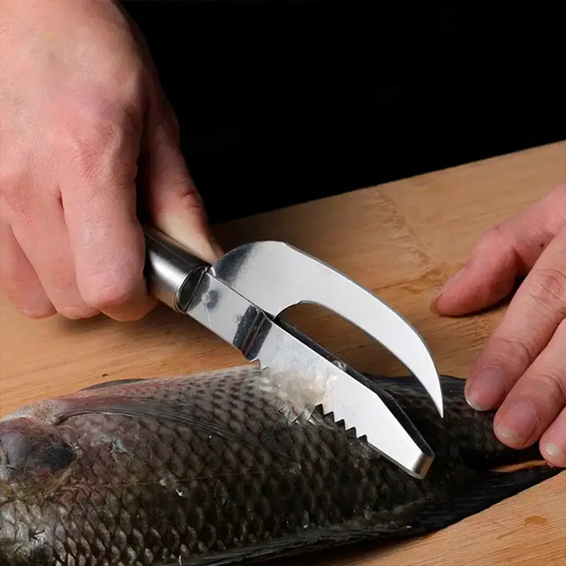 FishScaler - Faca Inoxidável 3 em 1 para Limpeza de Peixe